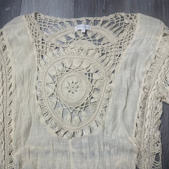 Rebellion Again Cream Boho Crochet Braided Top - Picture 2 of 6